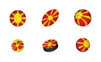 sporter Utrustning med flagga av makedonien. sporter ikon uppsättning. vektor