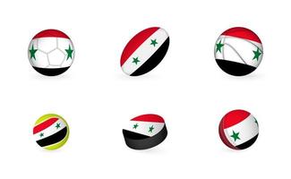 sportgeräte mit flagge von syrien. Sport-Icon-Set. vektor