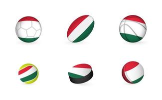 Sportgeräte mit ungarischer Flagge. Sport-Icon-Set. vektor