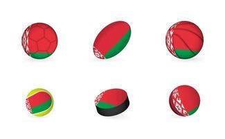 Sportgeräte mit Flagge von Weißrussland. Sport-Icon-Set. vektor