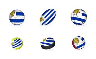 sporter Utrustning med flagga av uruguay. sporter ikon uppsättning. vektor
