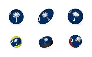 Sportgeräte mit Flagge von South Carolina. Sport-Icon-Set. vektor
