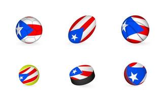 sportgeräte mit flagge von puerto rico. Sport-Icon-Set. vektor