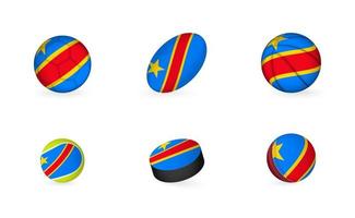 sporter Utrustning med flagga av dr Kongo. sporter ikon uppsättning. vektor