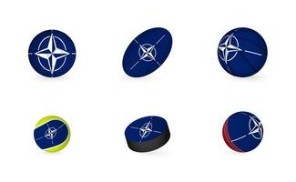 sportgeräte mit nato-flagge. Sport-Icon-Set. vektor