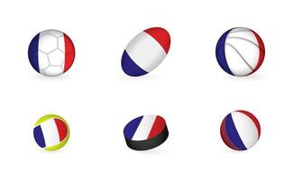 sportgeräte mit flagge von frankreich. Sport-Icon-Set. vektor