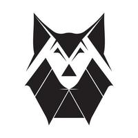 Schwarz-Weiß-Illustration eines Wolfskopfes - abstraktes geometrisches Logo des Wolfskopfes - Low-Poly-Wolf - polygonale Wolfsillustrationen vektor