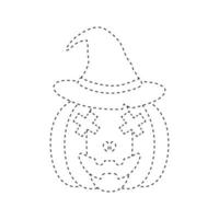 Halloween-Kürbis-Tracing-Arbeitsblatt für Kinder vektor