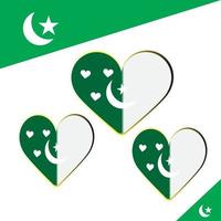 pakistanischer unabhängigkeitstag hintergrund mit herzsymbol. vektor