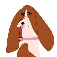 Basset Hound-Porträt. süßer Hund. vektorillustration im flachen stil vektor