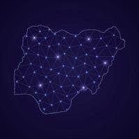 digital nätverk Karta av nigeria. abstrakt ansluta linje och punkt vektor