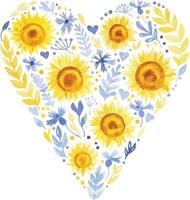 ukraina blomma blå gul hjärta vektor