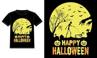 lustiger glücklicher Halloween-T - Shirt der skelettgehenden Dackel vektor