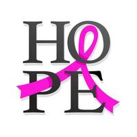 Hope-Schriftzug-Design mit rosa Schleife, Pinselstil für Poster, Banner und T-Shirt. vektor