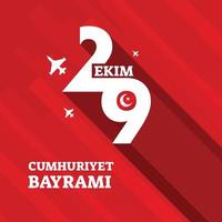 flaches design 29 des tagvektors der türkischen republik ekim cumhuriyet bayram vektor