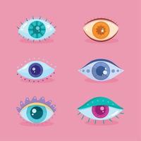sechs Augen menschliche Ikonen vektor