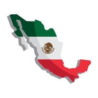 mexikanische Flagge auf der Karte vektor