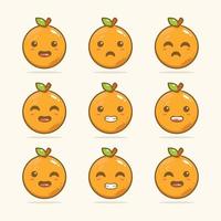 söt kawai ljuv orange frukt illustration design vektor grafik