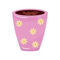 rosa Kaffeebecher mit Blumen vektor