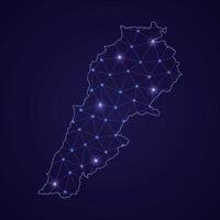 digitale netzkarte des libanon. abstrakte verbindungslinie und punkt vektor