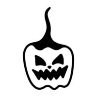 vektor halloween pumpa ClipArt isolerat på vit bakgrund ikon. rolig, söt illustration för säsong- design, textil, dekoration barn lekrum eller hälsning kort. hand dragen grafik och klotter.