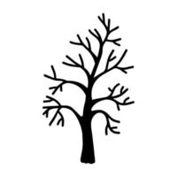 Vektorhalloween trockener Baum Clipart isoliert auf weißem Hintergrund. lustige, niedliche illustration für saisonales design, textil, dekoration kinderspielzimmer oder grußkarte. handgezeichnete drucke und gekritzel. vektor