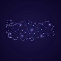 digitale netzkarte der türkei. abstrakte verbindungslinie und punkt vektor