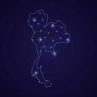digitale netzkarte von thailand. abstrakte verbindungslinie und punkt vektor