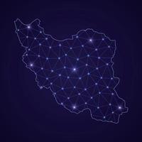 digitale netzkarte des iran. abstrakte verbindungslinie und punkt vektor
