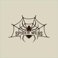 Spindel banor logotyp årgång vektor illustration mall ikon grafisk design. silhuett insekt tecken eller symbol för natur eller vilda djur och växter begrepp med typografi