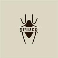 silhouette spinne logo vektor einfache vintage illustration vorlage symbol grafikdesign. Insektenarthropodenzeichen oder Symbol für Natur- oder Wildtierkonzept