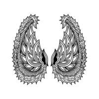 Batik künstlerisches Design Zeichnung Flügel Vektordesign vektor