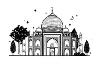hand teckning av de muslim moské ramadan kareem traditionell islamic Semester vektor illustration