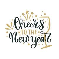 prost auf das neue jahr. frohe weihnachten und guten rutsch ins neue jahr schriftzug. winterurlaub grußkarte, weihnachtszitate und phrasenillustrationssatz. typografiesammlung für banner, postkartengrußkarten vektor