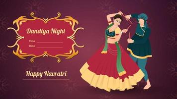 paar dandiya nachtfahnenvektor, glückliches navratri. vektor