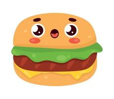 Hamburger kawaii Essen vektor