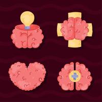 fyra hjärnor organ ikoner vektor