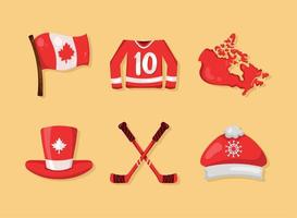 sex kanadensisk kultur ikoner vektor