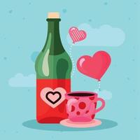 valentines kaffe och champagne vektor