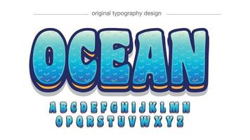 blaue wellenkarikatur 3d-typografie vektor