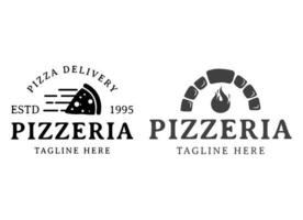 Design-Logo im Vintage-Stil des italienischen Pizza-Restaurants vektor