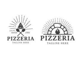 Design-Logo im Vintage-Stil des italienischen Pizza-Restaurants vektor