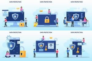 data skydd begrepp. data säkerhet och Integritet och internet säkerhet platt vektor illustration.