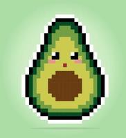 Avocado-Pixel-Zeichen 8 Bit. Obst in Vektorgrafiken für Spiel-Assets und Kreuzstich. vektor
