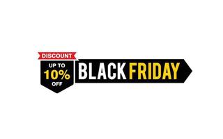 10 Prozent Rabatt Black Friday Angebot, Räumung, Werbebanner-Layout mit Aufkleberstil. vektor