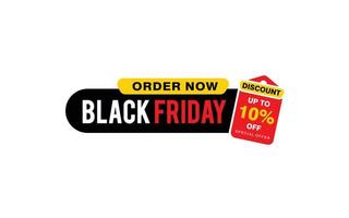 10 Prozent Rabatt Black Friday Angebot, Räumung, Werbebanner-Layout mit Aufkleberstil. vektor