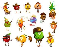 tecknad serie cowboy, sheriff, rånare och ranger frukt vektor