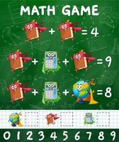 matematik spel med lärobok, klot och kalkylator vektor