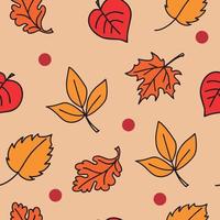 Herbstlaub nahtloser Hintergrund. herbstlaub nahtloses muster für druck, textil, stoff. hand gezeichneter devorativer blatthintergrund. vektor
