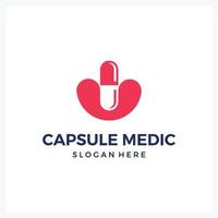 modern logotyp medicinsk kapsel för sjukvård företag vektor